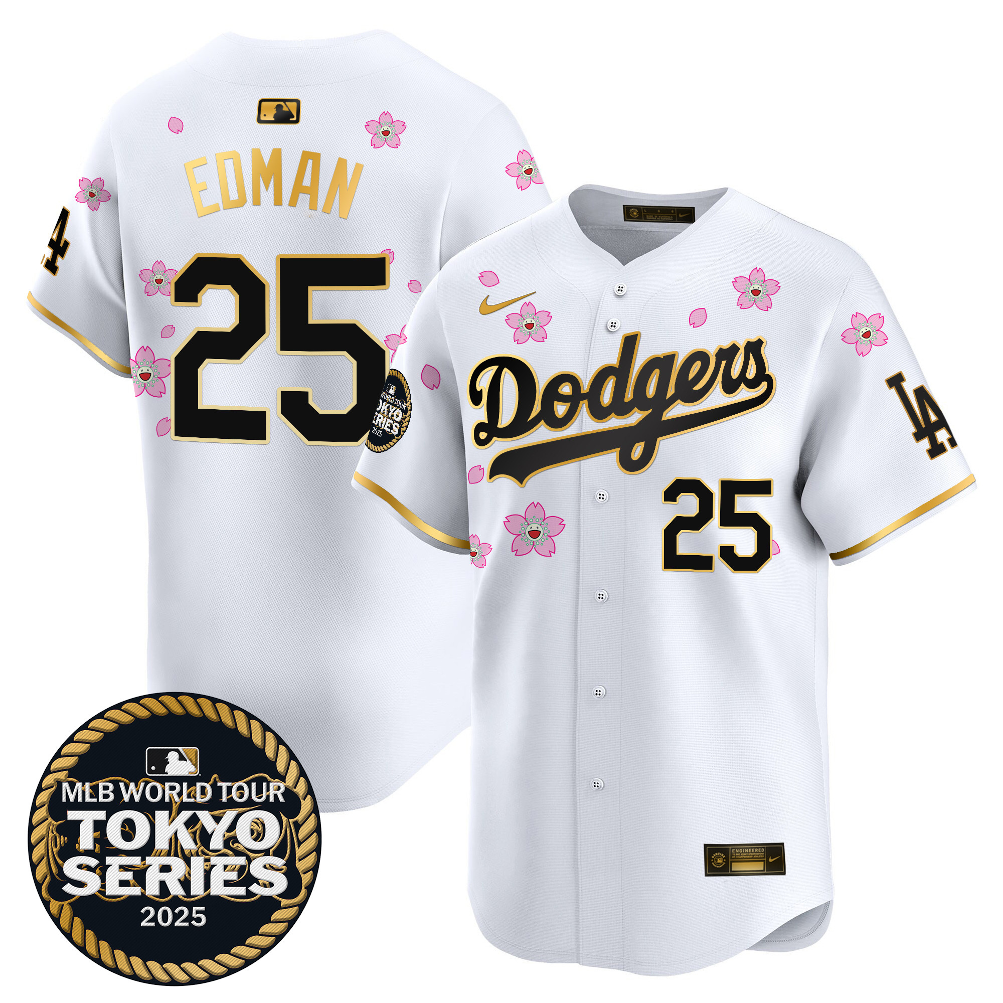 Men Los Angeles Dodgers 25 Edman Tokyo Series white Limited Stitched 2025 Jersey3